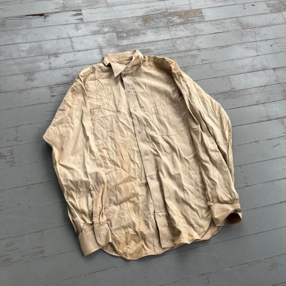 Vintage 1950s US Army Cotton Poplin Khaki Shirt